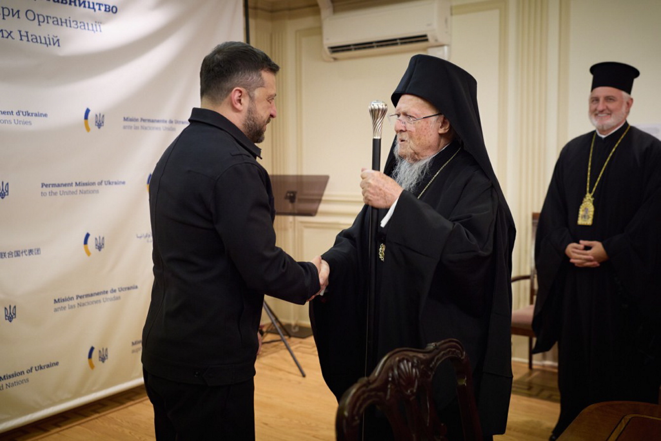 Володимир Зеленський і Вселенський Патріарх Варфоломій зокрема обговорили деструктивний вплив російської церкви та важливість спільної протидії їй. Фото з сайту president.gov.ua
